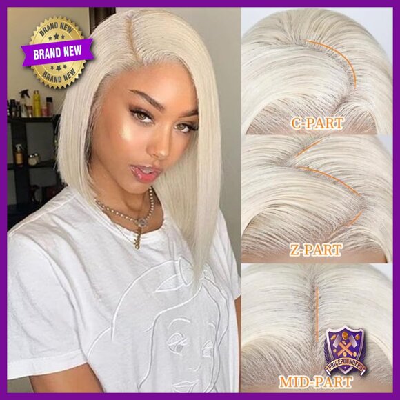 Glueless Full Frontal Human Hair Wig 13x4 Lace Front Bob 180% Density main image 4